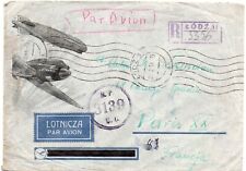 Poland-Flown Cover-1946 Registered Lodz to Paris +Krakow cancel +2Warsaw Ruins , używany na sprzedaż  Wysyłka do Poland