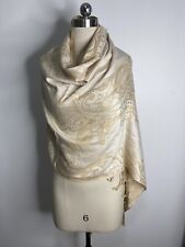 Cachecol feminino Pashmina 100% cashmere bege creme lã borla xale paisley grande, usado comprar usado  Enviando para Brazil