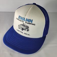 Boné chapéu Snapback caminhoneiro malha azul bombeamento concreto vintage Swann Oklahoma adultos comprar usado  Enviando para Brazil