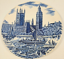 Vintage Johnson Bros England Transferware Blue/White Big Ben 10” Plate for sale  Shipping to South Africa
