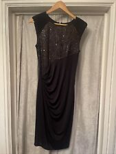 BLACK SEQUIN TOP FRONT MIDI LINED SOFT AND SMOOTH BODYCON DRESS SIZE 10 for sale  Shipping to South Africa