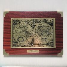 1636 Old World Map on Brass? Vintage Wood Frame Metal Unique Decor Nova Totius for sale  Shipping to South Africa
