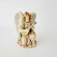 7" Ceramic Angel w/Mandola Statue, Pink & Green, Religious Figurine Decor, used for sale  Shipping to South Africa