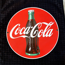 Cartel redondo de botella de Coca-Cola esmalte de porcelana gorra de botella 1990 Coca-Cola Company segunda mano  Embacar hacia Argentina