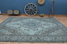 9,7x13 ft, alfombra turca de colección, alfombra tejida a mano, alfombra bohemia, alfombra azul oriental segunda mano  Embacar hacia Mexico