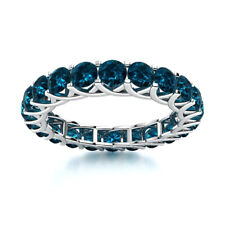 London Blue Topaz Round 4.00mm Full Eternity Band Ring With Rhodium Plated, used for sale  Shipping to South Africa