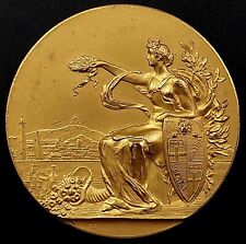 1904-05 Exposición Gastronómica Emilian, Bolonia, ¡medalla de bronce dorado! 45mm, 42,6 g segunda mano  Embacar hacia Argentina