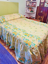 Conjunto de cortinas vintage colcha de edredom amarelo floral MCM vovó hippie anos 70 comprar usado  Enviando para Brazil