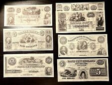 1860's Confederate Paper Currency 7 Collectable Bank Facsimile Notes for sale  Saint Petersburg