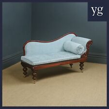 English Victorian Mahogany Upholstered Chaise Longue Settee Sofa Couch (c. 1850) for sale  Shipping to South Africa