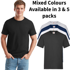 fruit of the loom t shirts heavy cotton pack Mens 5 & 3 Pack Plain Bulk Mixed for sale  Shipping to South Africa