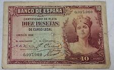 BILLETE DE DIEZ (10) PESETAS 1935 (CERTIFICADO PLATA) segunda mano  Embacar hacia Argentina