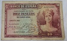 BILLETE DE DIEZ (10) PESETAS 1935 (CERTIFICADO PLATA) segunda mano  Embacar hacia Mexico