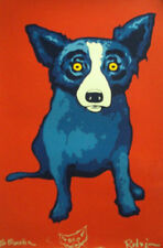 Blue Dog George Rodrigue "Segunda Linha, Vermelho Remarcado" FAÇA OFERTA comprar usado  Enviando para Brazil