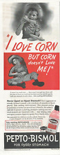 1943 Segunda Guerra Mundial Pepto Bismol agricultor IMPRESIÓN ANUNCIO maíz en mazorca sombrero paja malestar estomacal segunda mano  Embacar hacia Argentina