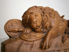 Figura escultura madeira nogueira leão Lucerna Gardes Suisses Louis XVI antiga comprar usado  Enviando para Brazil