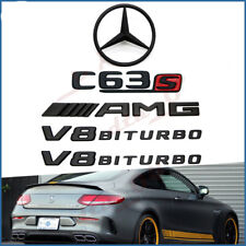 C63S Sedan Amg V8 Biturbo Emblema Estrela traseiro distintivo Preto Fosco Para Mercedes W205 comprar usado  Enviando para Brazil