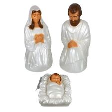 Pearl White Nativity Set 28" Lighted Blow Mold General Foam Plastics PAINTED, used for sale  Stratford