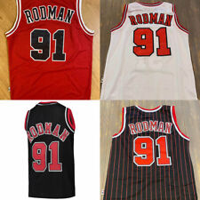 #91 Dennis Rodman Chicago Bulls Men's Vintage Black/Red/White/Pinstripe Jersey for sale  Riverside