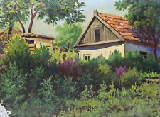 Original Oil Painting Landscape Garden Antique Soviet Ukrainian Art Signed 1961 for sale  Shipping to South Africa