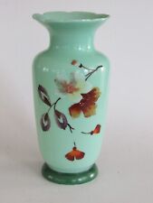 Antique Bristol Victorian Jade Green Scallop Top Blown Glass 8.25" Vase for sale  Shipping to South Africa