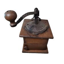 Antique Coffee Grinder Cast Iron & Dovetail Wood Box Ornate Hand Grinder for sale  Shipping to South Africa