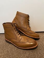 Samuel Windsor Italian Leather Brogue Style Boots Tan Brown Size UK 9.5 EU 44 for sale  Shipping to South Africa