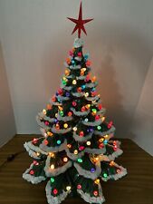 Vintage Atlantic Mold 26” Ceramic Lighted Flocked Christmas Tree 70s for sale  Palm Bay