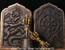 Conjunto de suporte de adaga Phurba caixa de dragão templo dourado cobre madeira tibetana antiga 10", usado comprar usado  Enviando para Brazil