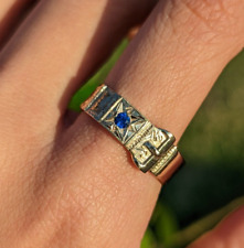 Conjunto de hebilla de cinturón vintage anillo de oro de 9 quilates espinela azul gitano banda ancha para hombre V 10,5 segunda mano  Embacar hacia Argentina
