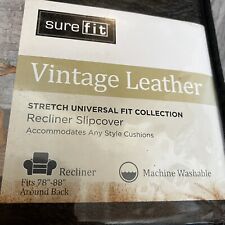 SURE FIT Stretch Vintage Leather Recliner Slipcover in Gray Brown New in Package, used for sale  Shipping to South Africa