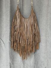 LOST  & FOUND Brown Leather Fringe Hobo Bag Crossbody Shoulder Bag Purse Boho, used for sale  Shipping to South Africa