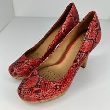 Nurture Womens Kira Red Snapdragon Snake Print Leather Slip On Size 7M Pumps for sale  Shipping to South Africa