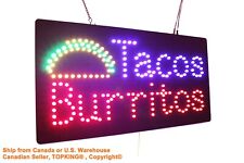Letrero de neón Tacos Burritos LED letrero abierto tienda letrero de negocios ventana letrero, usado segunda mano  Embacar hacia Mexico