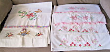 Used, Lot 2 Pair and 2 Singles Hand Embroidered Vintage Pillowcases Hand Crocheted for sale  Shipping to South Africa
