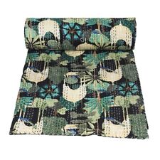 Colcha colcha cobertor Kantha feita à mão estampa bloco mão indiana tamanho King preta comprar usado  Enviando para Brazil