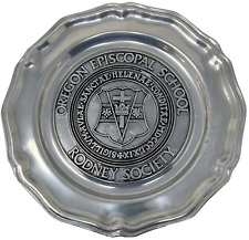 Wilton Columbia Pewter Plate 10.25" Oregon Episcopal School Rodney Society 1980s, used for sale  Shipping to South Africa