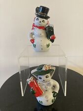 Shakers de sal e pimenta vintage de Natal Mr & Mrs Snowman dos anos 50 comprar usado  Enviando para Brazil