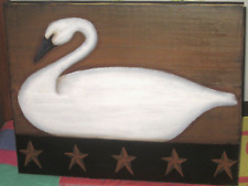 folk wood art swan for sale  Hampshire