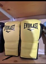 Guantes de lucha profesionales Everlast Powerlock2 amarillos 10 OZ L/XL con cordones boxeo kickboxing segunda mano  Embacar hacia Argentina