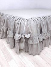 Double ruffle Linen Bed skirt split corners ruffled panel Dust Ruffle Bedskirt for sale  Shipping to South Africa