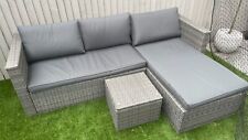 Grey Rattan Garden Furniture Corner Sofa Set Longer with Coffee Table for sale  STAINES-UPON-THAMES