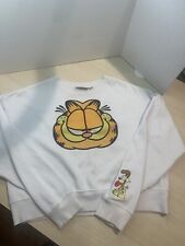 Sudadera Blanca Recortada De Colección Garfield con Odie en Muñeca Talla M, tiene desgaste segunda mano  Embacar hacia Mexico