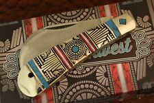 BEAUTIFUL ROUGH RIDER RYDER OLD SOUTHWEST TURQUOISE HAWKBILL KNIFE (8023-27) for sale  Shipping to Canada