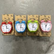 Relógio despertador mini formato de coração 8cm com estilo retrô sem tique-taque sino duplo rosa apenas, usado comprar usado  Enviando para Brazil