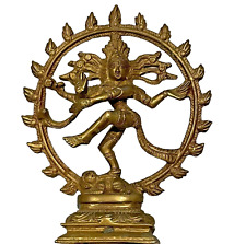 Vintage Brass Shiva Nataraja Lord Of Dance Hindu Goddess Statue Figurine 6", used for sale  Shipping to South Africa