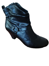 LifeStride Ankle Boot Women's Usher Black Booties Leather w/ Side Zip & Buckle for sale  Shipping to South Africa