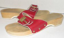 Used, DR. SCHOLLS Red Leather Wooden Sandals Size 7 US Vintage Italy for sale  Calexico
