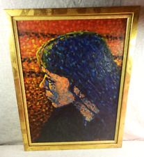 Vintage Colorful Female Portrait O/C Framed Painting J. Elmy 1990 Date for sale  Shipping to Canada