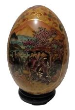 Vintage Satsuma Geisha Girls Moriage Porcelain Egg Shape Hand Painted 4.5”x3” for sale  Shipping to South Africa